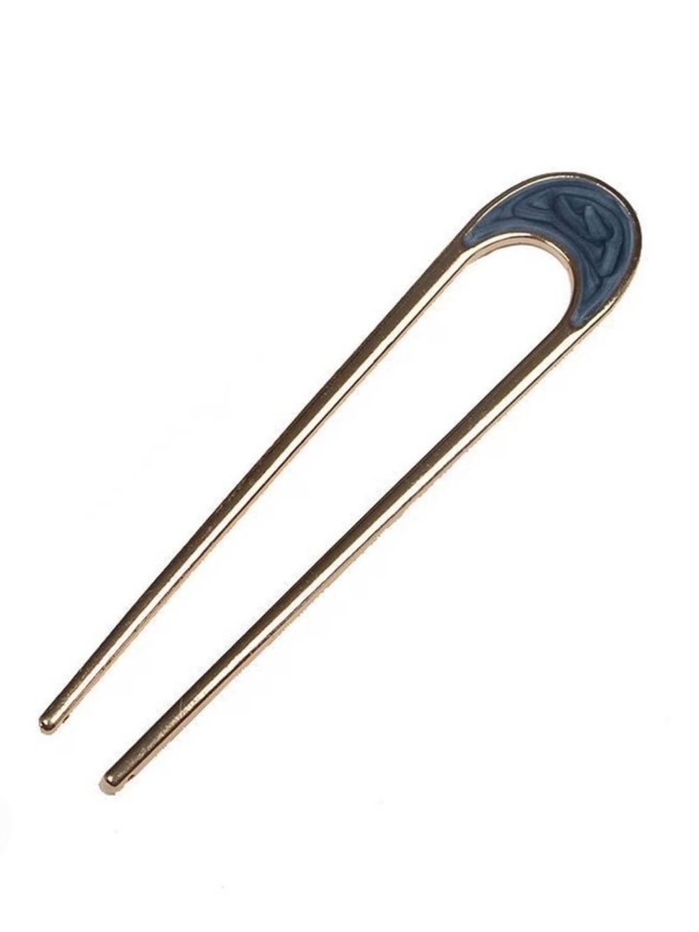 Gold & Blue U-Shaped Gold Toned Metal Hair Fork BNIB